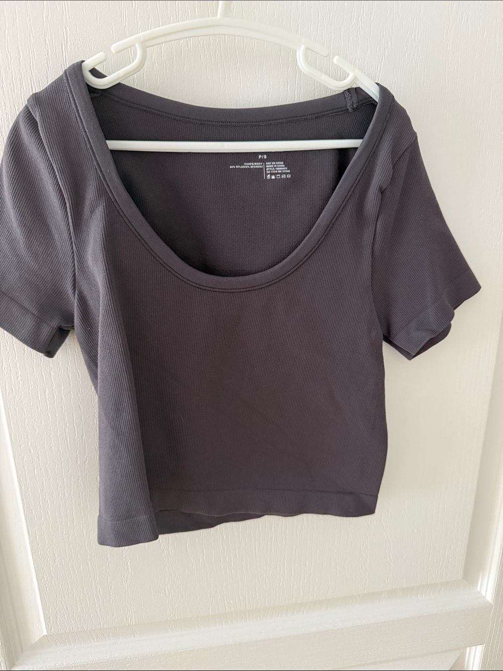 Garage Black Scoop-Neck Ribbed Crop Top